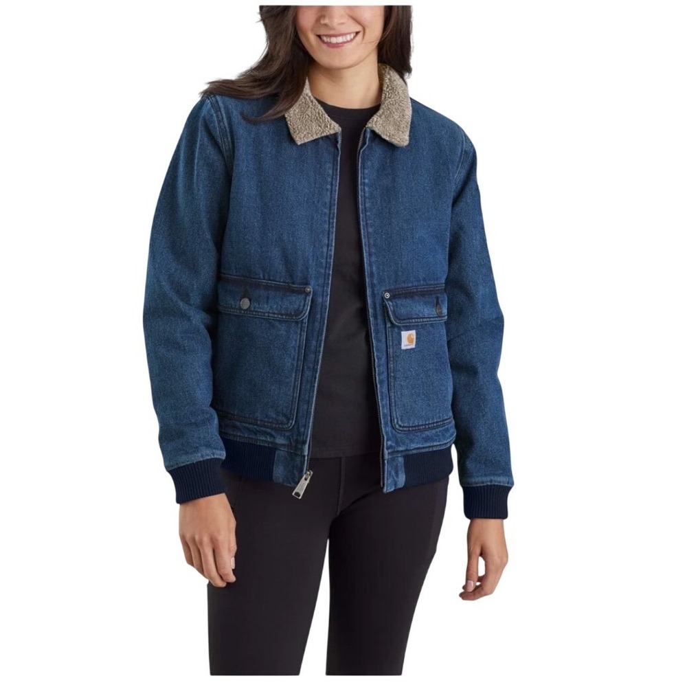 Carhartt Chore Coat Relax Fit Sherpa Lined Denim Jacket Women's XXL Barn NWT